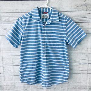 Boys button down short sleeve shirt blue white XL